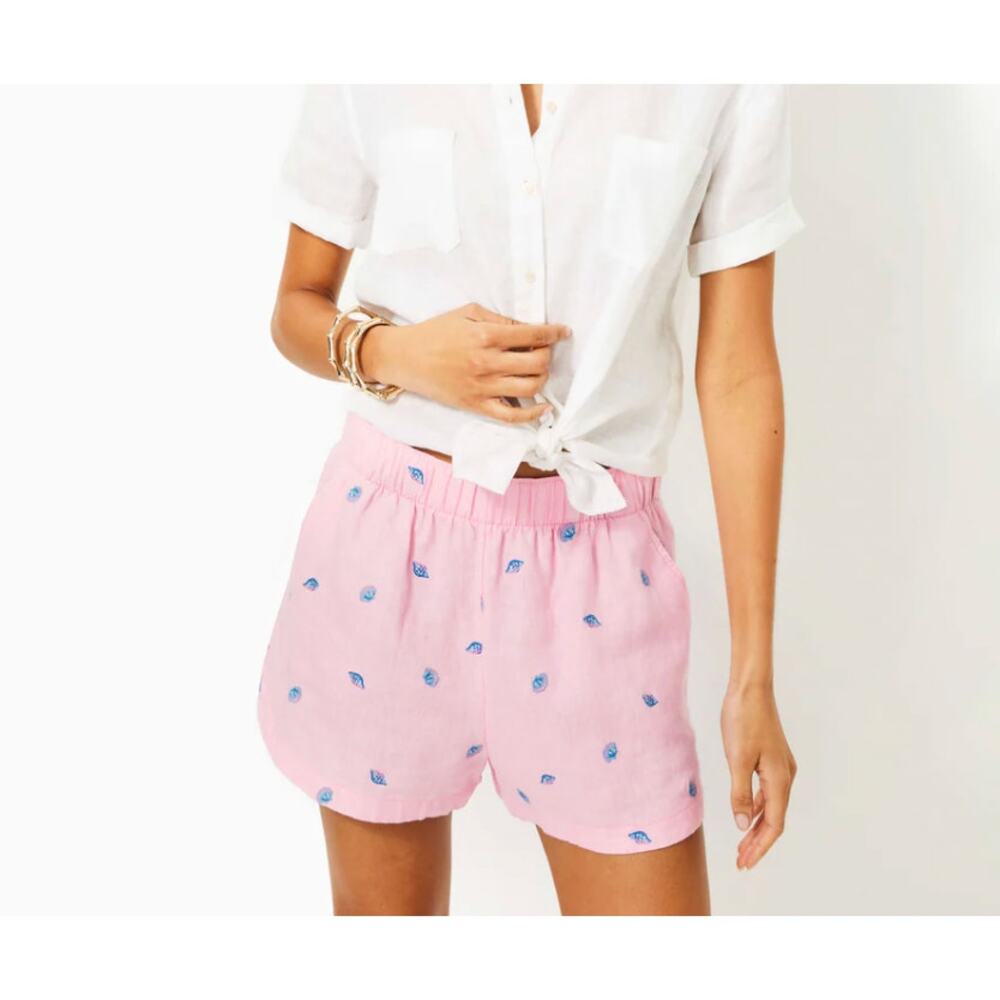 Lilly Pulitzer Linen Embroidered Shorts Large